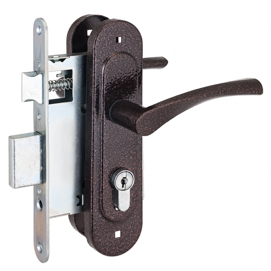  Замок врезной ЗВ4-3.07 МЕДЬ с руч