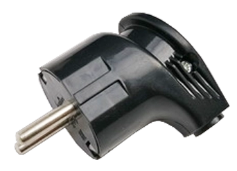  Вилка электр. угловая евро 16А черная /09049/
