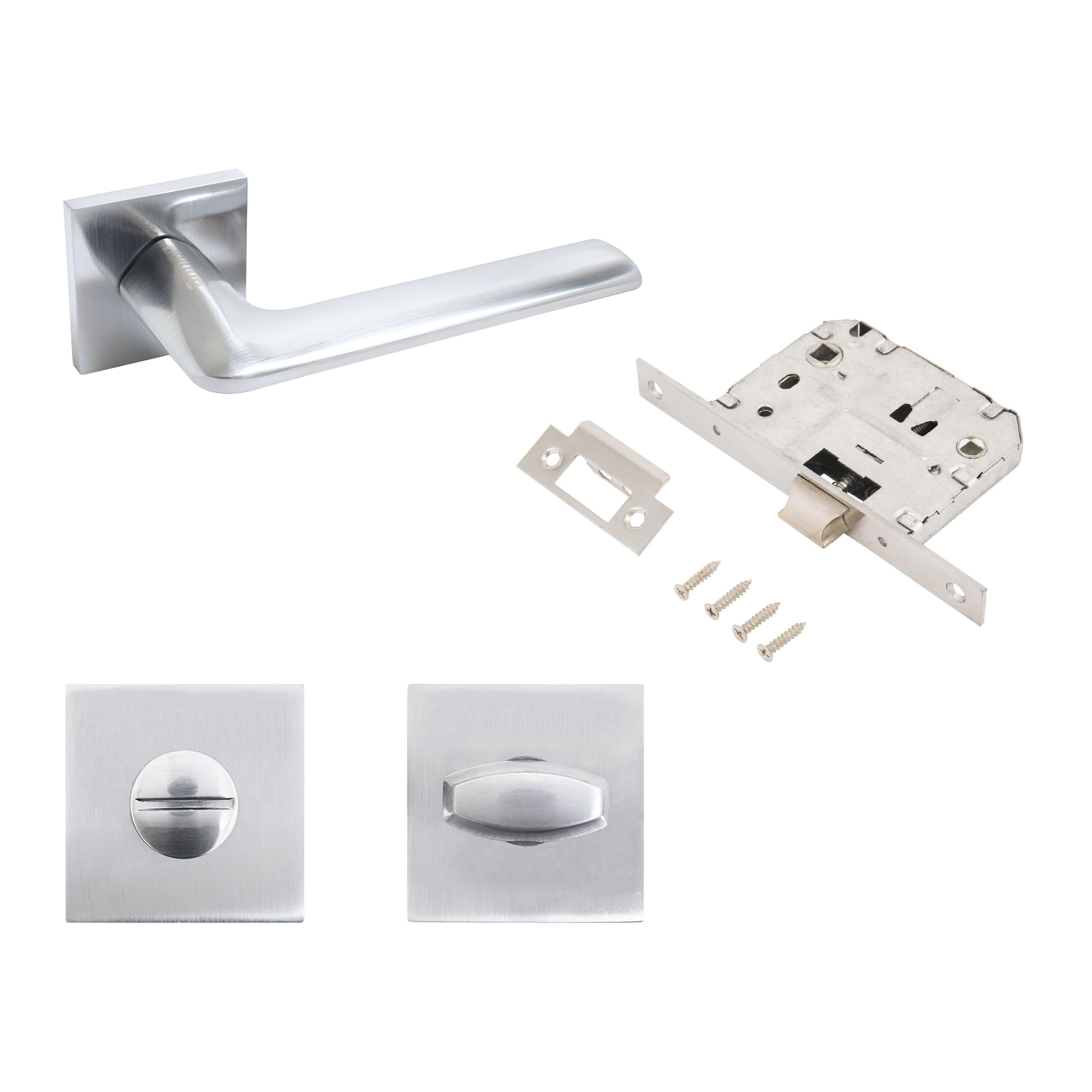  Защелка межкомн. АЛЛЮР "ТИНА" РУЧКА ХРОМ МАТОВЫЙ с фиксатором /15720/ 