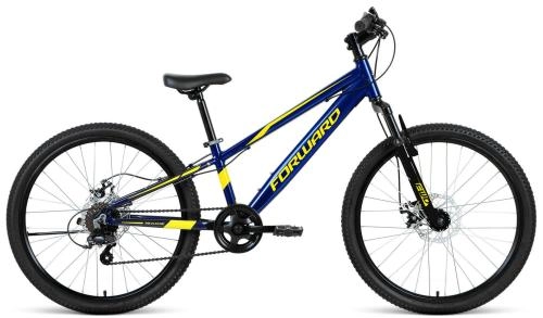Велосипед FORWARD RISE 24 2.0 рама 11", 2022, темно-синий/желтый 