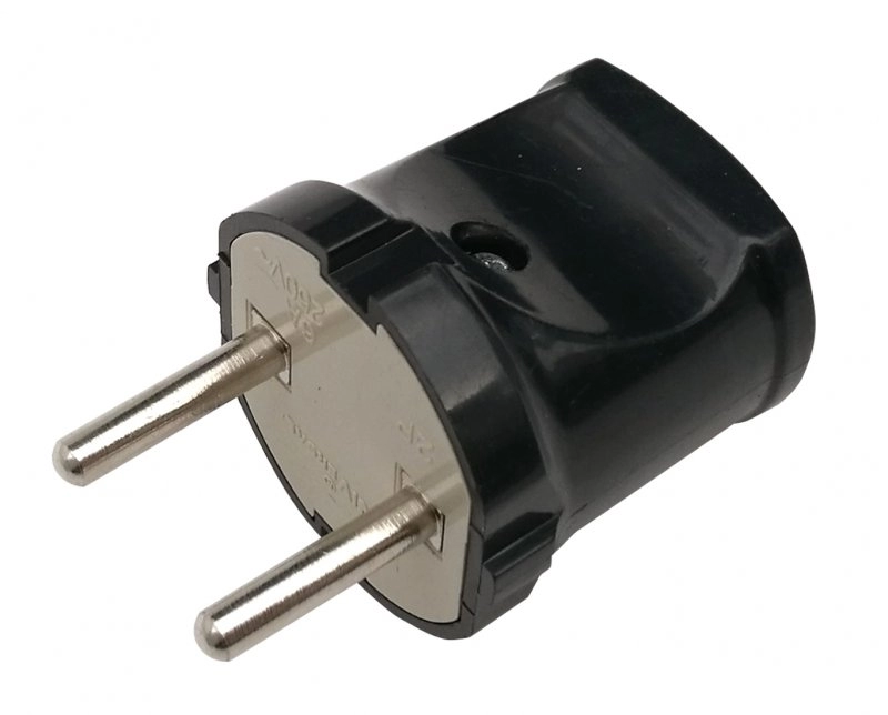  Вилка электр. прямая 10А черная /09032/