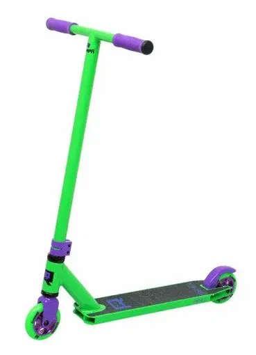  Самокат RRAMPA трюковой  180 AL 110, зеленый/пурпурный *