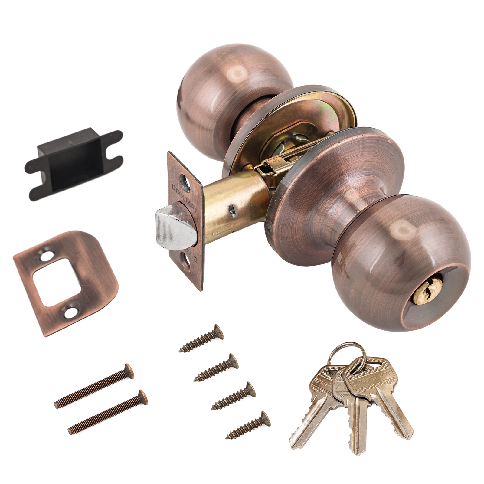  Защелка межкомн. СТАНДАРТ ШАР МЕДЬ ключ с фиксатором /9864/