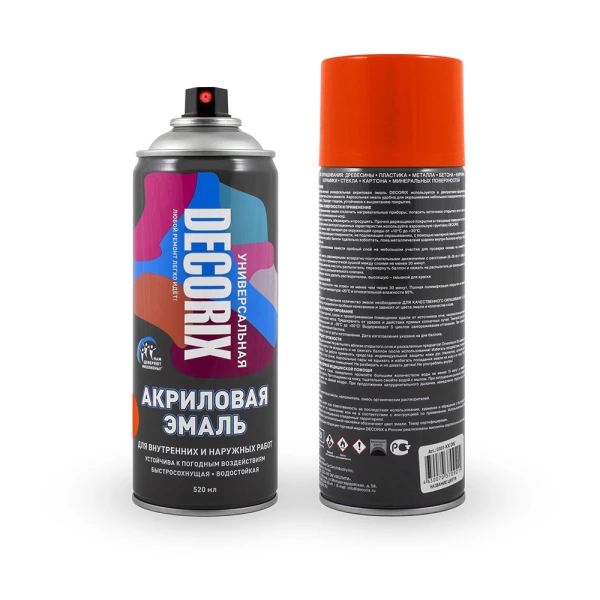  Спрей эмаль ОРАНЖЕВАЯ DECORIX  0,52л