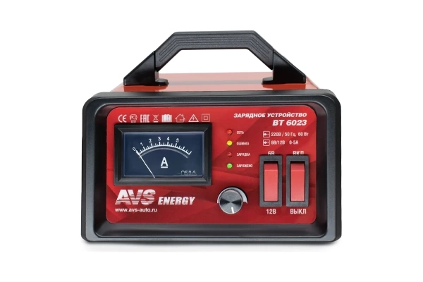  Зарядное устройство АКБ AVS ВТ-6023 (6/12В, 5А до 50А/ч) /80908/