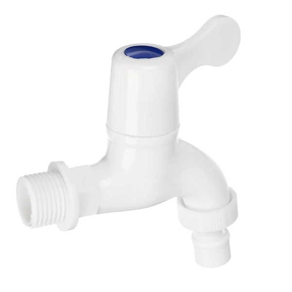  Кран водоразборный 1/2" со штуцером белый пл. /554-141/