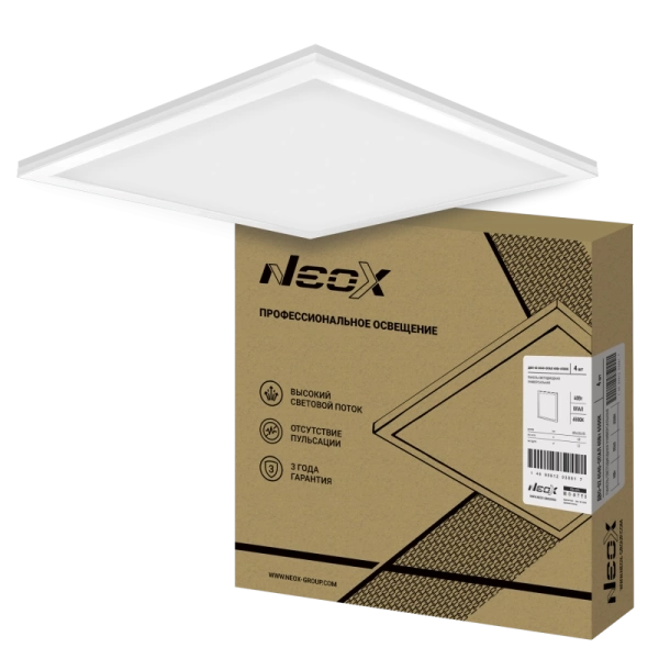  Панель светодиод. Neox ДВО-02  40Вт холодный свет, матовый /38810/
