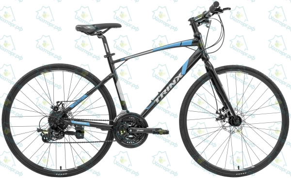  Велосипед TRINX 700С Free 2.0 рама 470мм, черный мат/синий-серебряный *