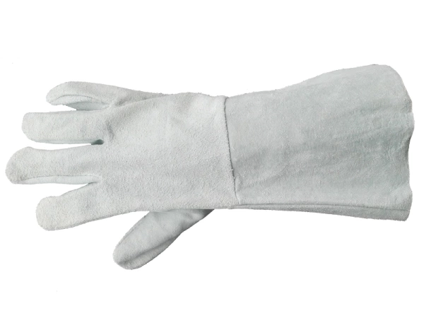  Краги спилковые д/сварщика 5-и палые серые /673/