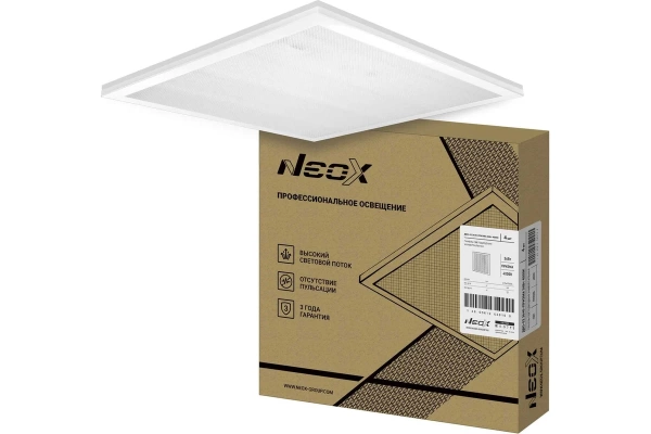  Панель светодиод. Neox ДВО-02  36Вт дневной свет, прозрачный /38162/
