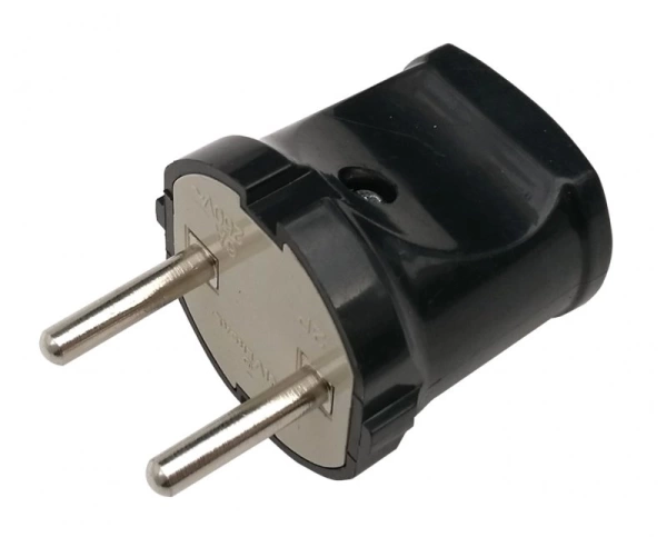  Вилка электр. прямая 10А черная /09032/