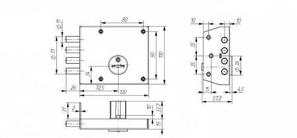  Замок накладной ЗН4-2  СЕРЕБРО