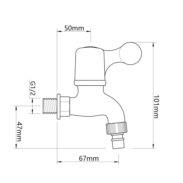  Кран водоразборный 1/2" со штуцером белый пл. /554-141/